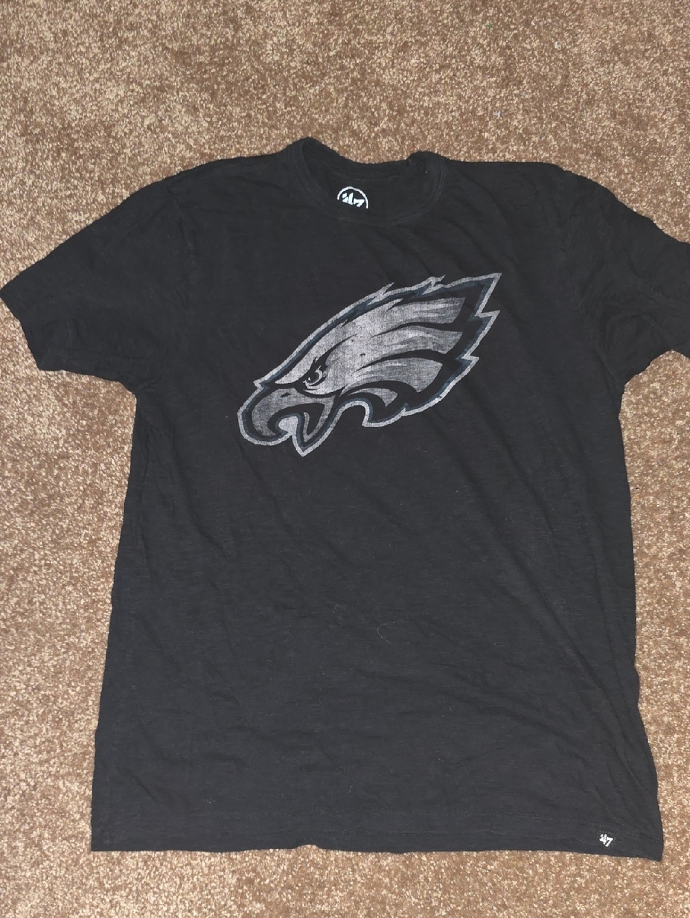 47 Brand Black Tee with Silver Eagle Logo
